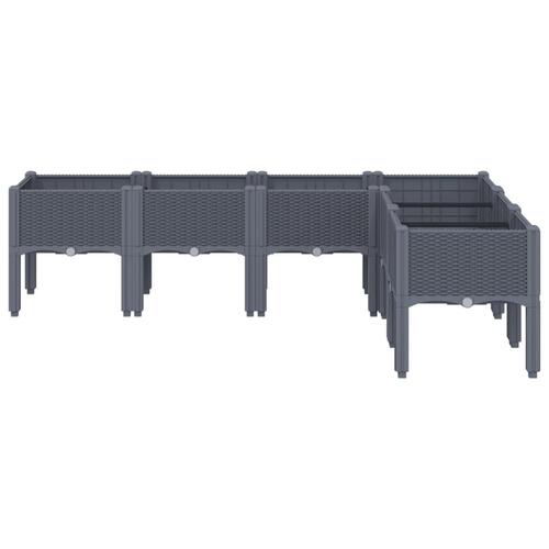 Plantekasse med ben 160x120x42 cm PP blågrå