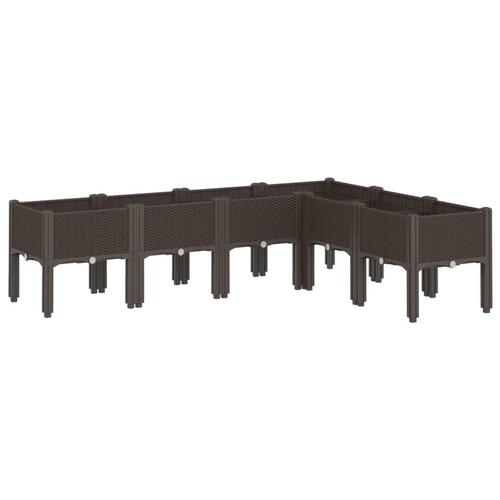 Plantekasse med ben 160x120x42 cm PP brun