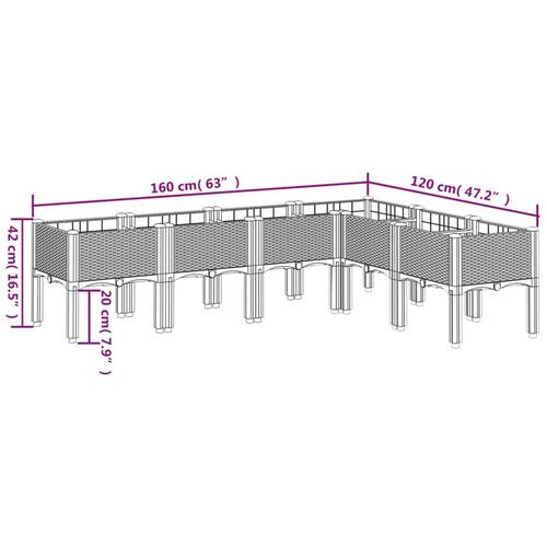 Plantekasse med ben 160x120x42 cm PP brun