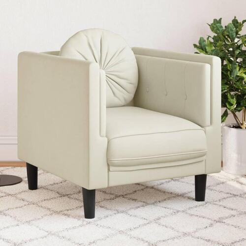 Sofastol med hynde velour cremefarvet