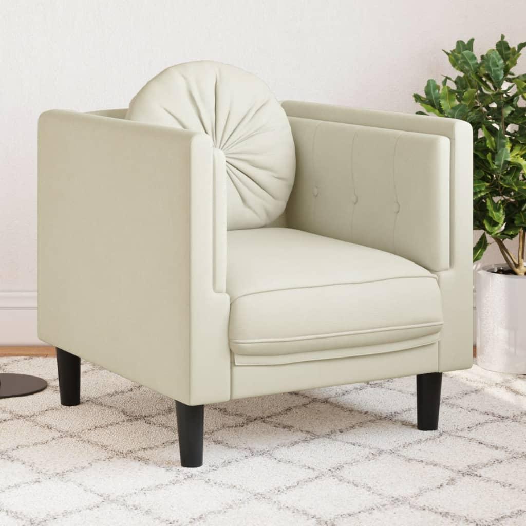 Sofastol med hynde velour cremefarvet