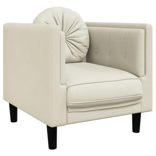 Sofastol med hynde velour cremefarvet