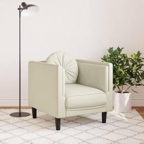 Sofastol med hynde velour cremefarvet