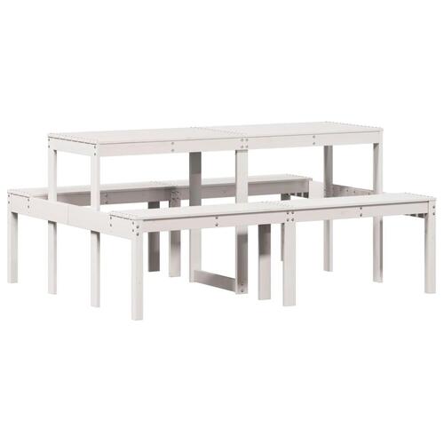 Picnicbord 160x134x75 cm massivt fyrretræ hvid