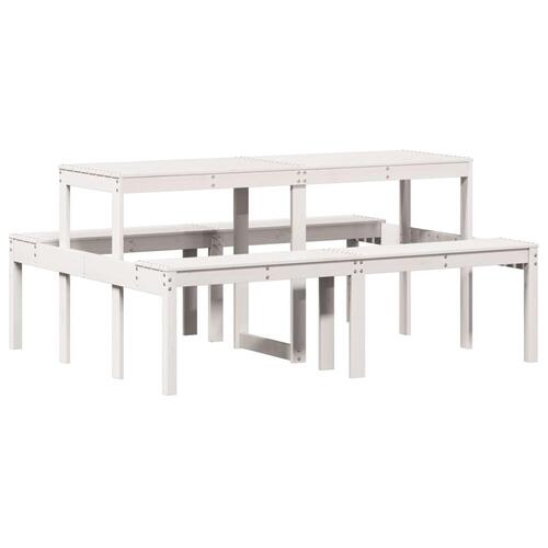 Picnicbord 160x134x75 cm massivt fyrretræ hvid