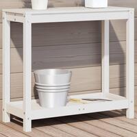 Plantebord med hylde 82,5x35x75 cm massivt fyrretræ hvid
