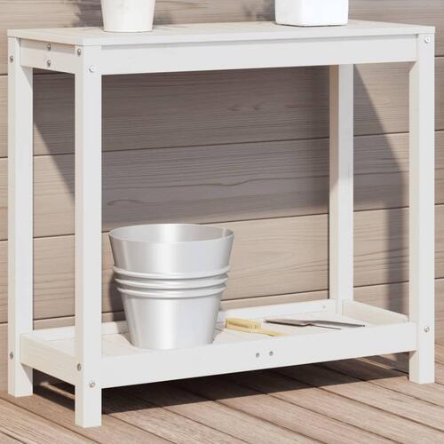 Plantebord med hylde 82,5x35x75 cm massivt fyrretræ hvid