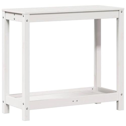 Plantebord med hylde 82,5x35x75 cm massivt fyrretræ hvid