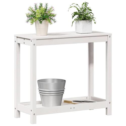 Plantebord med hylde 82,5x35x75 cm massivt fyrretræ hvid