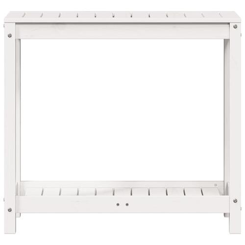 Plantebord med hylde 82,5x35x75 cm massivt fyrretræ hvid