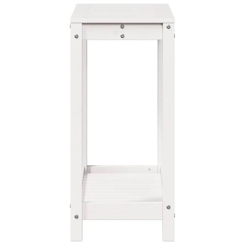 Plantebord med hylde 82,5x35x75 cm massivt fyrretræ hvid
