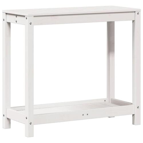 Plantebord med hylde 82,5x35x75 cm massivt fyrretræ hvid