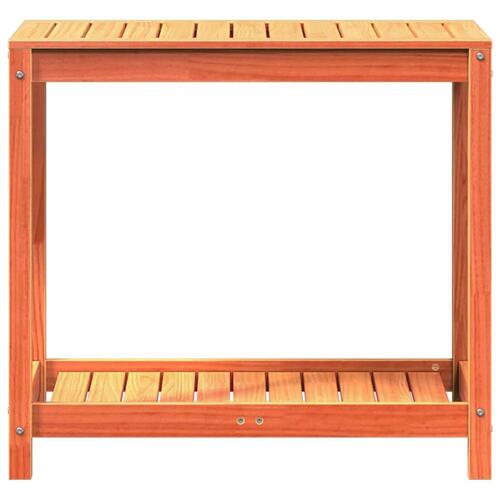 Plantebord med hylde 82,5x50x75 cm massivt fyrretræ gyldenbrun