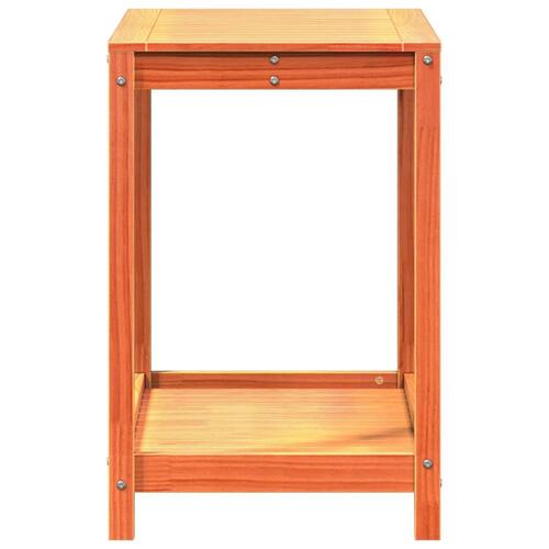 Plantebord med hylde 82,5x50x75 cm massivt fyrretræ gyldenbrun