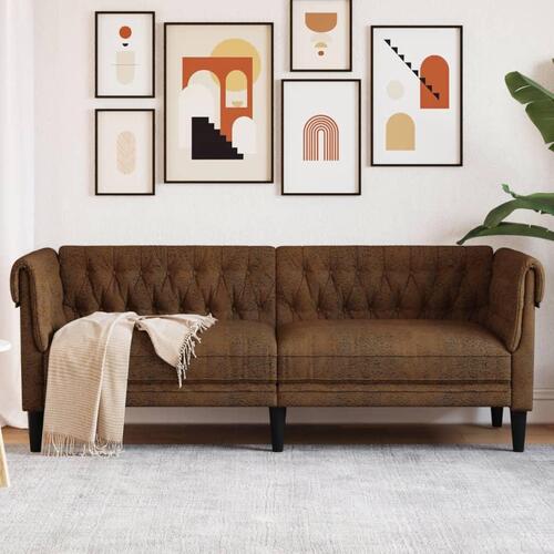 3-personers Chesterfield-sofa stof brun