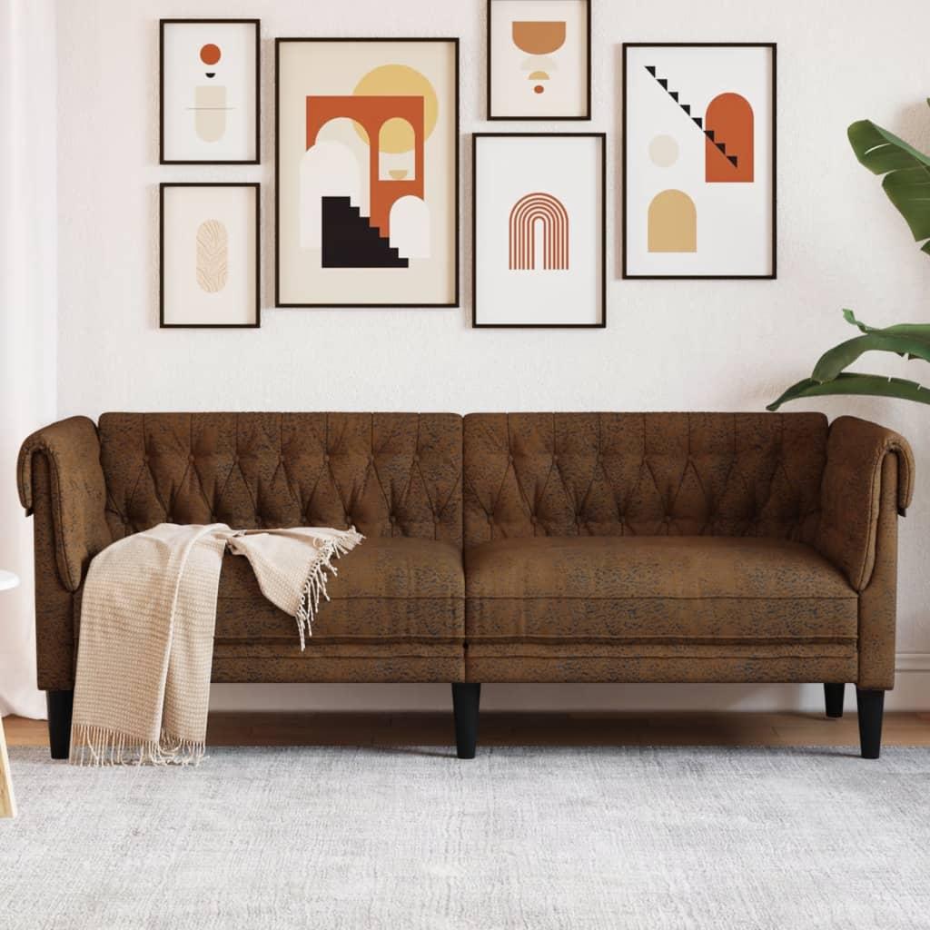 3-personers Chesterfield-sofa stof brun