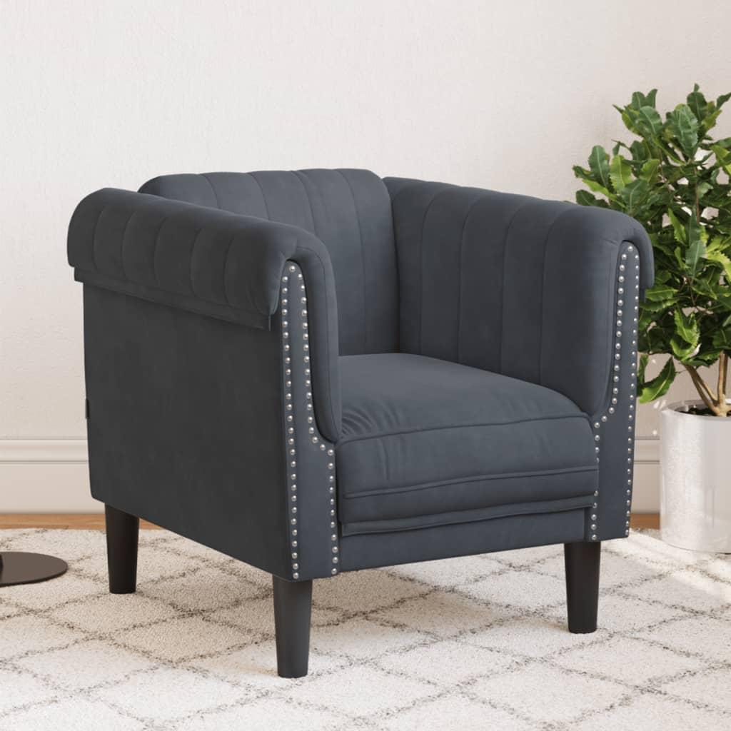 Sofastol velour mørkegrå