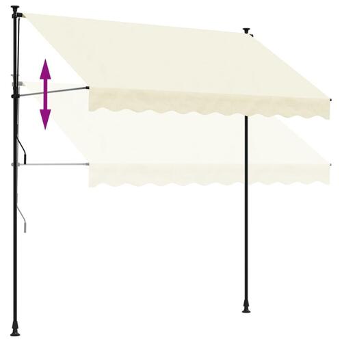 Markise 250x150 cm sammenrullelig stof og stål cremefarvet