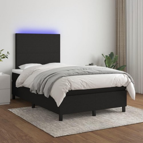 Kontinentalseng med LED-lys 120×190 cm - stof, sort