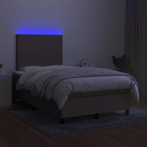 Kontinentalseng med LED-lys 120×190 cm - stof, gråbrun
