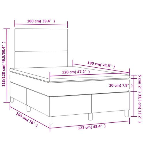 Kontinentalseng med LED-lys 120x190 cm stof sort