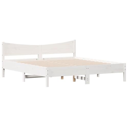Sengeramme uden madras 200x200 cm massivt fyrretræ hvid