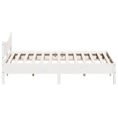 Sengeramme uden madras 200x200 cm massivt fyrretræ hvid