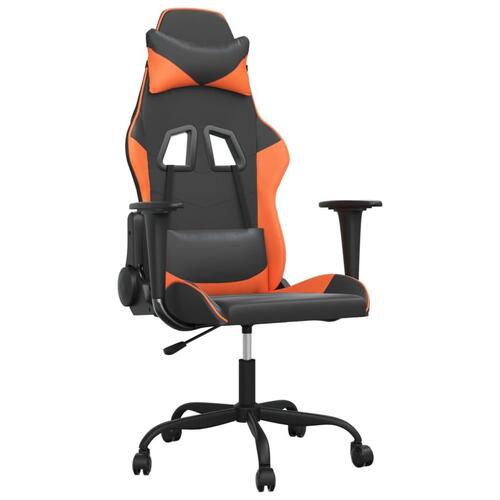 Gamingstol m. massagefunktion kunstlæder sort og orange