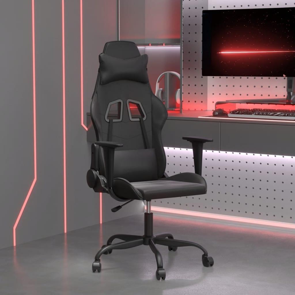 Gamingstol med massagefunktion kunstlæder sort billede