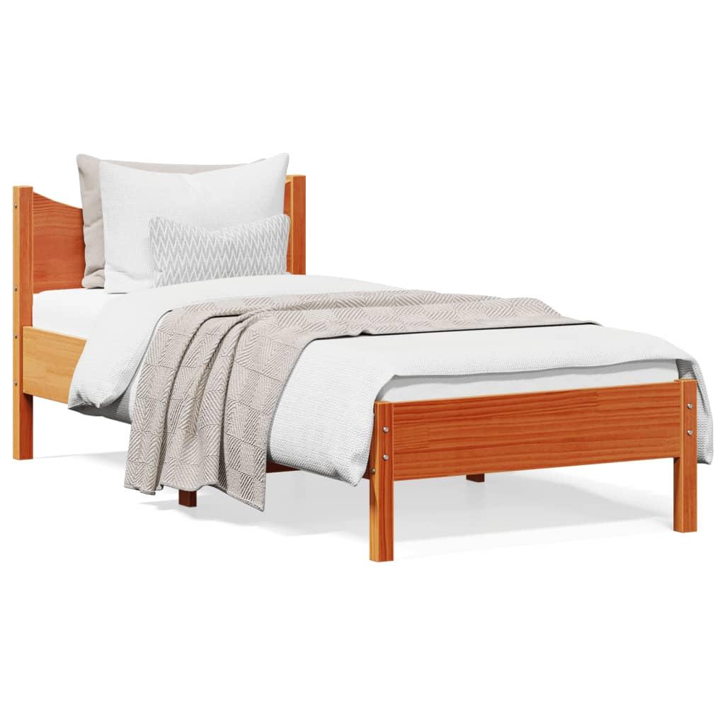 Sengeramme uden madras 90x200 cm massivt fyrretræ gyldenbrun billede