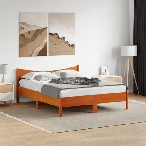 Sengeramme uden madras 160x200 cm massivt fyrretræ gyldenbrun