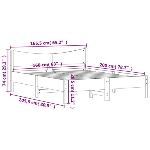 Sengeramme uden madras 160x200 cm massivt fyrretræ gyldenbrun