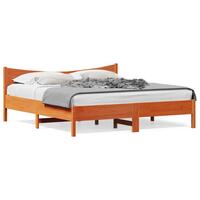 Sengeramme uden madras 200x200 cm massivt fyrretræ gyldenbrun