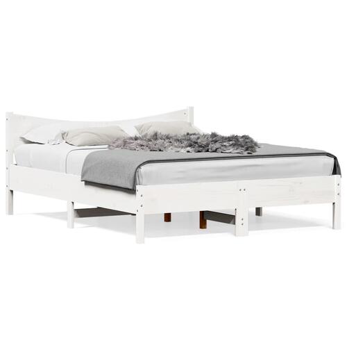 Sengeramme uden madras 150x200 cm massivt fyrretræ hvid