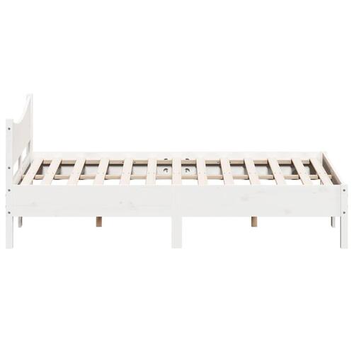 Sengeramme uden madras 150x200 cm massivt fyrretræ hvid