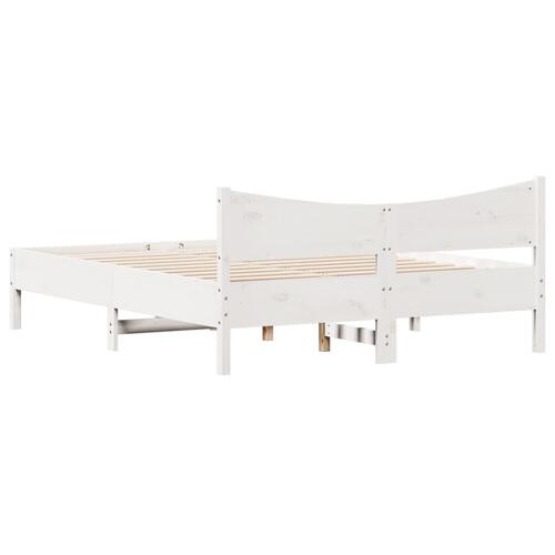 Sengeramme uden madras 150x200 cm massivt fyrretræ hvid