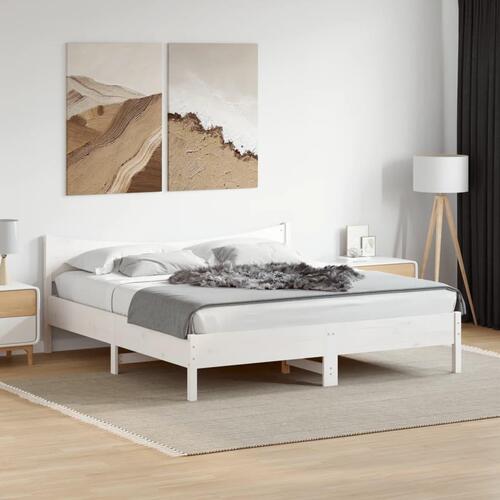 Sengeramme uden madras 180x200 cm massivt fyrretræ hvid
