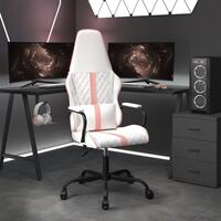 Gamingstol kunstlæder hvid og lyserød