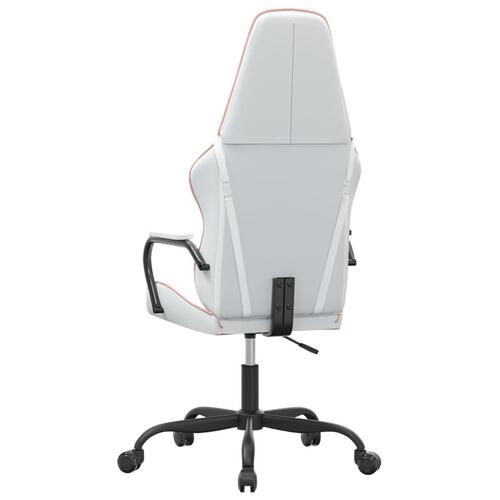 Gamingstol kunstlæder hvid og lyserød