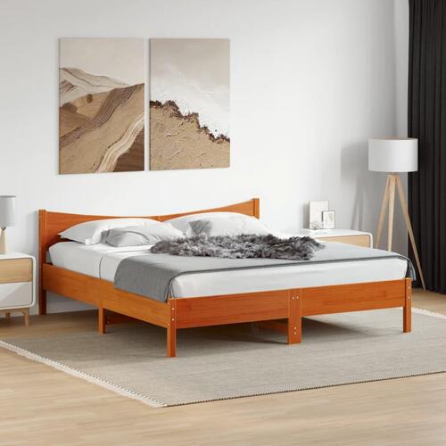 Sengeramme uden madras 180x200 cm massivt fyrretræ gyldenbrun