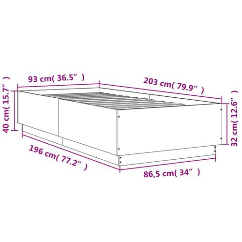 Sengeramme 90x200 cm konstrueret træ hvid