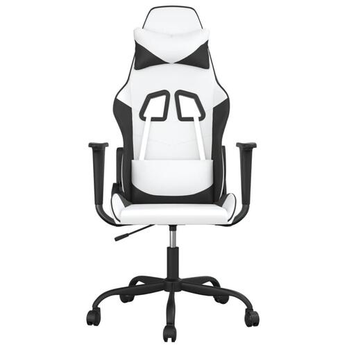 Gamingstol m. massagefunktion kunstlæder hvid og sort