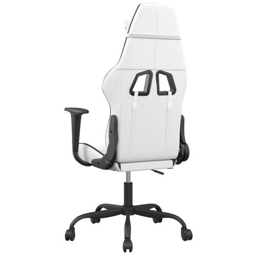 Gamingstol m. massagefunktion kunstlæder hvid og sort