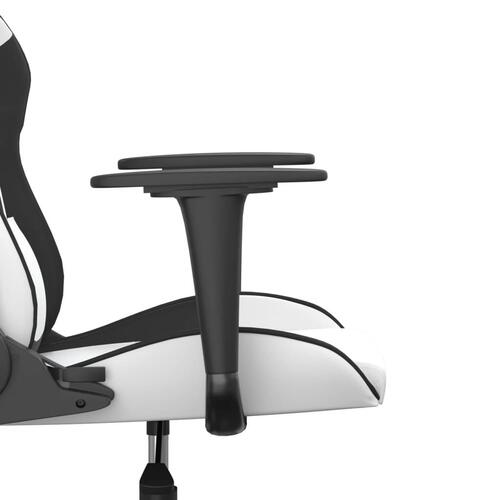 Gamingstol m. massagefunktion kunstlæder hvid og sort