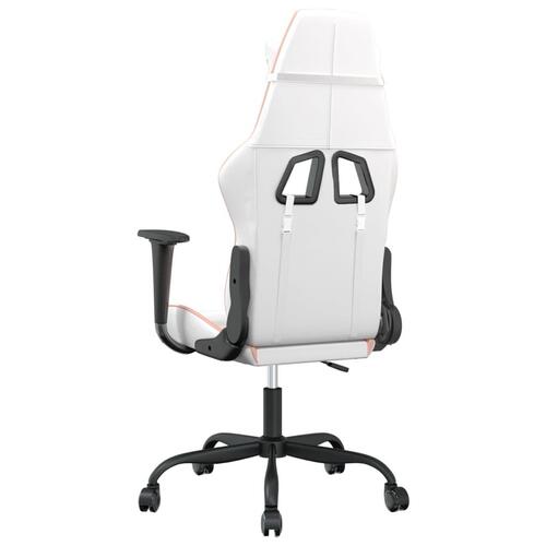 Gamingstol kunstlæder hvid og lyserød