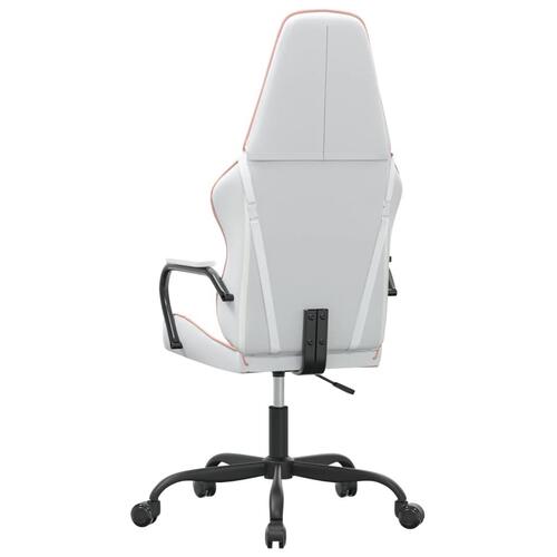 Gamingstol med massagefunktion kunstlæder hvid og lyserød