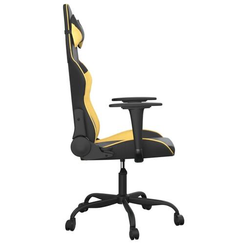 Gamingstol m. massagefunktion kunstlæder sort guldfarvet