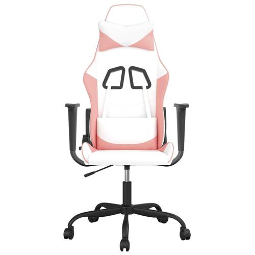 Gamingstol m. massagefunktion kunstlæder hvid og lyserød