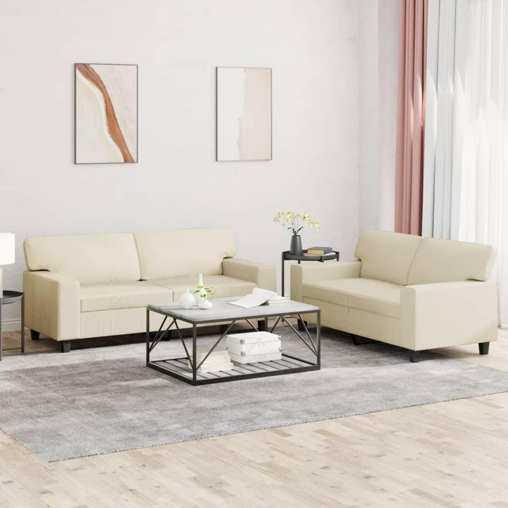 2 personers sofa kunstlæder cremefarvet