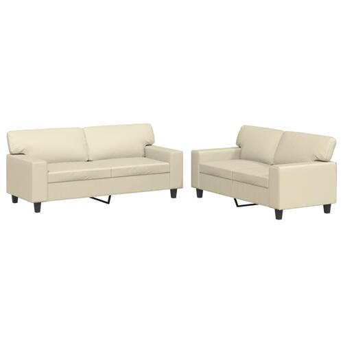 2 personers sofa kunstlæder cremefarvet